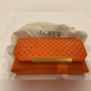 J. Crew Leather Clutch in orange color